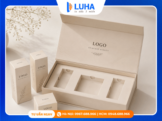 Chất liệu giấy v&agrave; c&ocirc;ng nghệ gia c&ocirc;ng in hộp mỹ phẩm cao cấp bền đẹp
