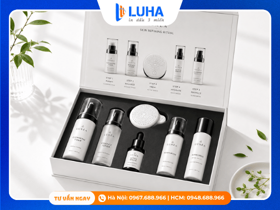 Hộp cứng đựng set mỹ phẩm cao cấp
