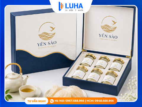 In hộp yến s&agrave;o dạng nắp g&agrave;i cao cấp