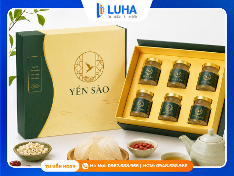 In hộp đựng yến s&agrave;o &eacute;p kim logo