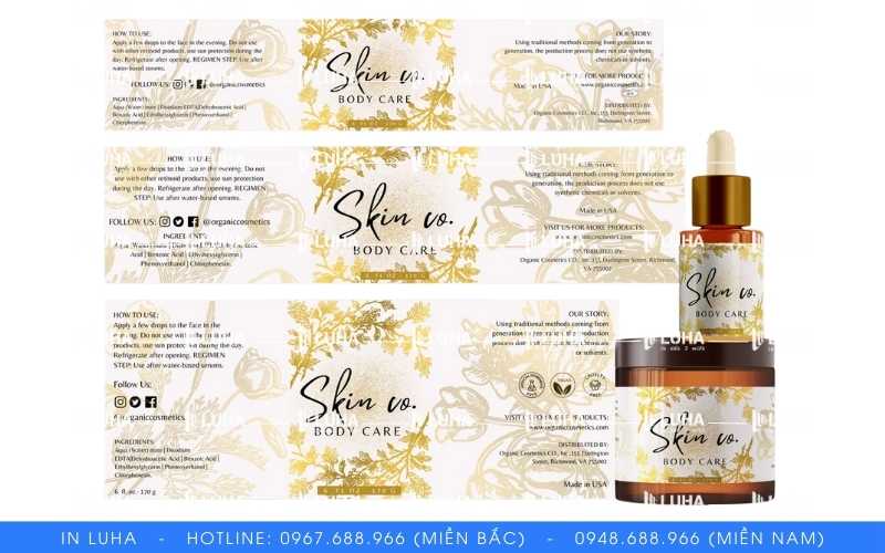 In tem mỹ phẩm &eacute;p kim sang trọng