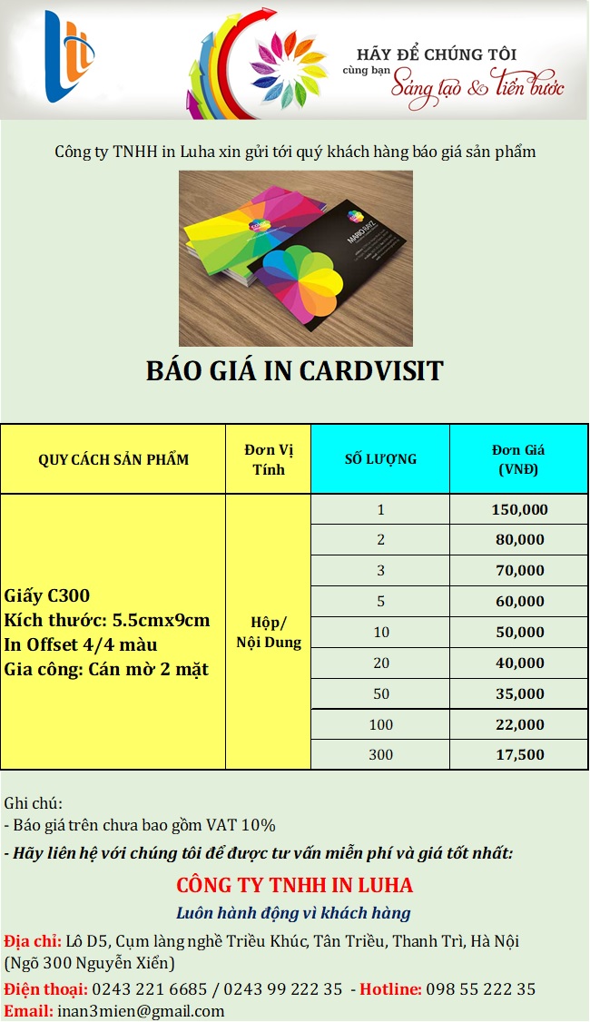 Báo giá in card visit 
