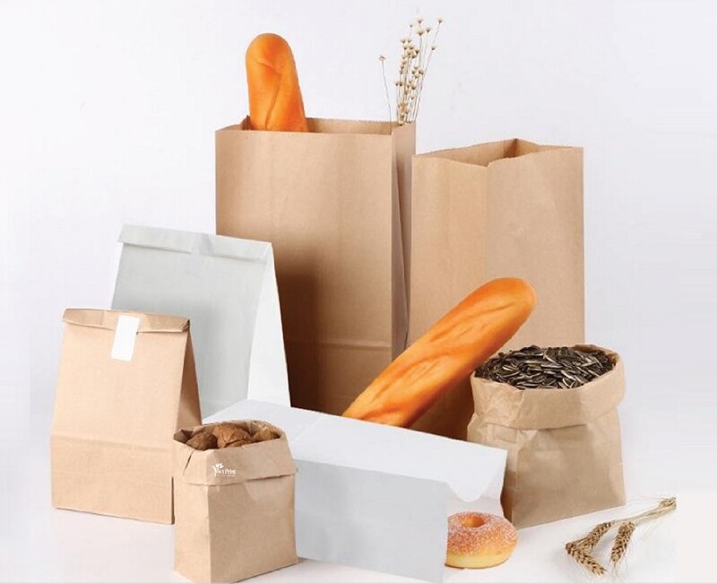 Giấy kraft được sử dụng phổ biến l&agrave;m t&uacute;i b&aacute;nh m&igrave;