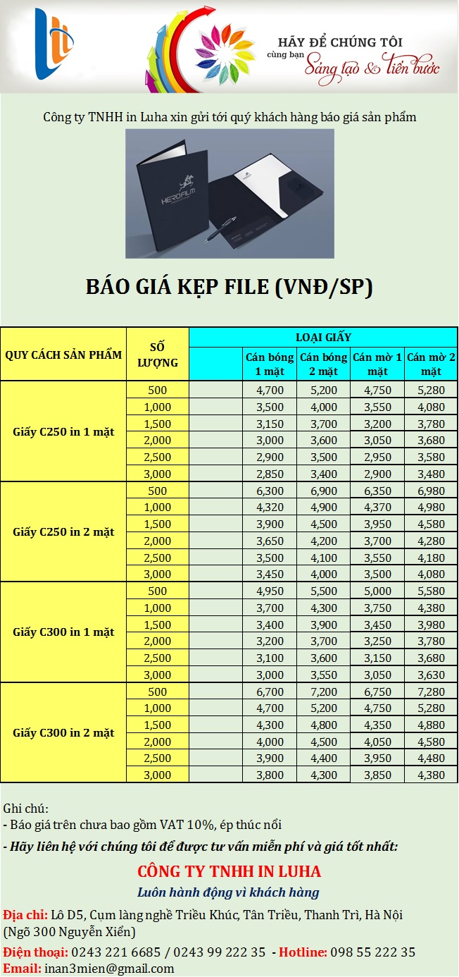 Báo giá in kẹp file