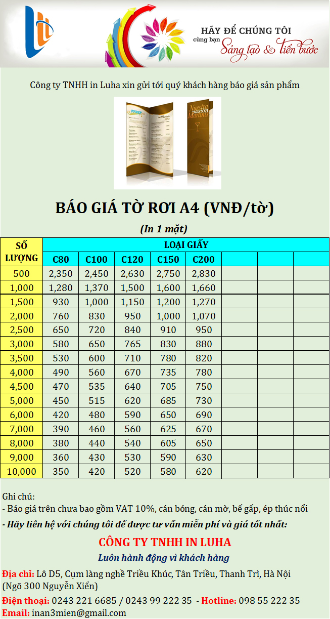 In tờ rơi A4 1 mặt