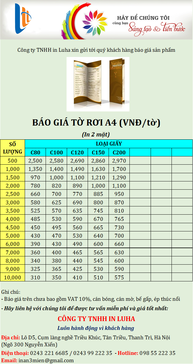 In tờ rơi A4 2 mặt